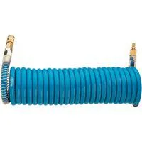 Spiralschlauch 9040S-10, Druckluftschlauch blau, mit Drehgelenken, 7,62 Meter