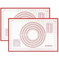 SunJas Backmatte 1/2er Silikon-Backmatte 60x40cm, Antihaft Backunterlage mit Messung, (1/2er set, 2-tlg., für Fondant Pizza Brot Matte BPA Frei), Ausrollmatte Silikonmatte Backfolie Backpapier Arbeitsmatte
