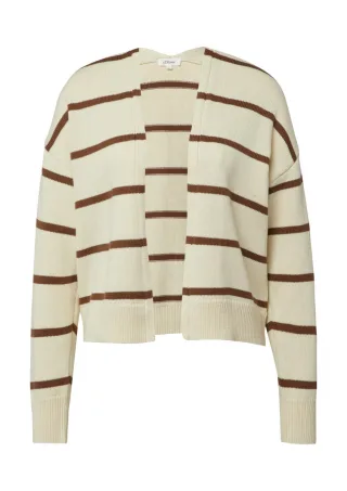 s.Oliver Red Label - Gestreifter Cardigan aus Baumwollmix beige/braun - Gr. - 44