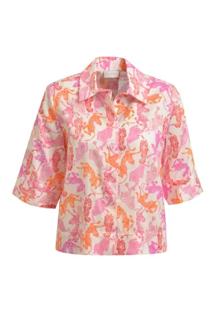 Milano Italy - 1/2 sleeve shirtblouse pink print - Gr. - 38