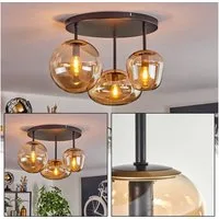 hofstein Deckenleuchte Deckenlampe aus Metall/Glas in Schwarz, ohne Leuchtmittel, Glasschirme (19,5 cm, 22 cm, 14 cm), 3 x E14, ohne Leuchtmittel