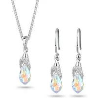 Elli Schmuckset Tropfen Weiß 925 Sterling Silber, mit Kristallen von Swarovski®