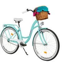 Milord Cityrad Milord City Fahrrad Weidenkorb Damenfahrrad, 28/26 Zoll, Blau, 1-Gang, 1 Gang, (Fahrradständer, Gepäckträger, Klingel, Korb, Kotflügel)