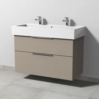 Sanipa 3way Waschtischunterbau zu Duravit Vero Waschtisch mit 2 Auszügen, Sandgrau-Matt UF71967
