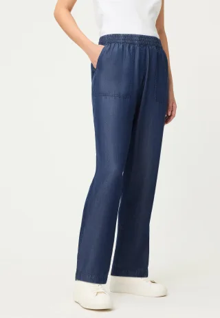Olsen - Trousers Casual Cropped dark denim - Gr. - 44