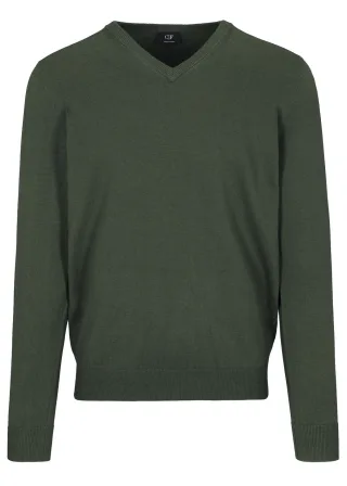 COMMANDER Finest Clothing - V-Pullover, 1/1 Arm dark khaki mel. - Gr. - M