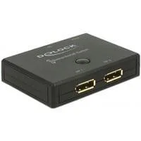 DisplayPort 2 - 1 Umschalter bidirektional 4K 60 Hz, DisplayPort Switch schwarz