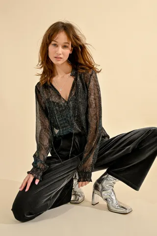 molly bracken - Transparente Bluse blau - Gr. - S