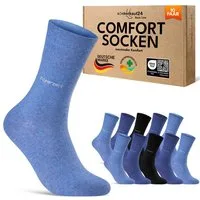 sockenkauf24 Gesundheitssocken Comfort Socken ohne Gummibund & ohne Naht mit Komfortbund (10-Paar) Diabetiker Socken ohne Gummi aus Baumwolle für Damen und Herren