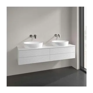 Villeroy und Boch Antao Waschtisch-Unterschrank K28150GF 160x36x50cm, Hahnloch, Waschbeckenplattenfarbe Lack, glossy white lacquer