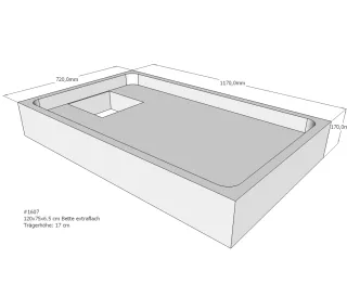 Neuesbad Wannenträger für Bette extraflach 120x75x6,5 SD22031