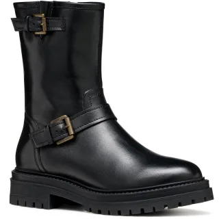 Geox D Iridea D Leder Damen Schwarz Stiefel