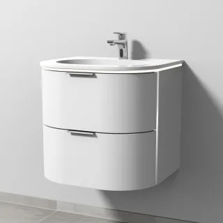 Sanipa 4balance Keramik-Set mit 2 Auszügen und LED-Beleuchtung, Weiß-Matt, DG41101 DG41101