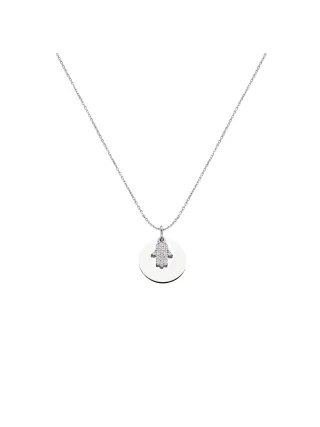 Dkeniz Anhänger mit Kette 925/- Sterling Silber rhodiniert Glänzend 42+3cm Zirkonia Weiß