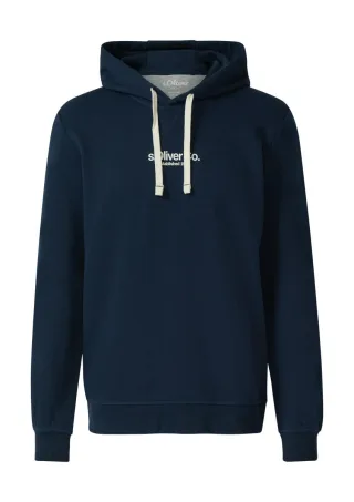 s.Oliver Red Label - Kapuzenpullover aus Baumwollmix mit Label-Print blau - Gr. - 3XL
