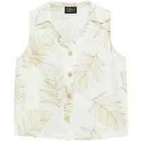 s.Oliver BLACK LABEL Kurzarmbluse ärmellose Bluse mit zartem Blätterprint - s.Oliver Black Label Premium
