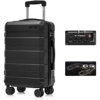YONSLY Hartschalen-Trolley Hartschalen-Reisekoffer Trolley Rollkoffer Kabinenkoffer aus ABS, 4 Rollen, mit TSA-Schloss, YKK-Reißverschluss, austauschbaren Rollen und Griffen