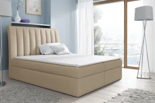 Boxspringbett Schlafzimmerbett MALENA 200x200cm Stoff Beige