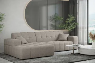 Ecksofa Designersofa NANCY in Stoff Neve Macchiato Ottomane Links