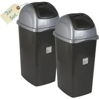 GarPet Mülltrennsystem 2er Set Mülleimer Schwingdeckel Mülleimer Küche 60l Mülltrenner Abfall