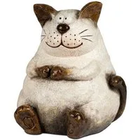formano Dekofigur Dekokatze dicke Katze im Cartoon-Stil Creme-Braun 36 cm Glasur (1 St)