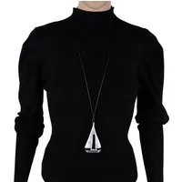 MIRROSI Lange Kette Damen Halskette mit elegantem Anhänger aus Metall ca.90cm lang (perfekt für Pullover, Bluse, Shirt)