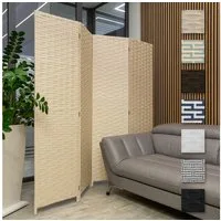 Hexim Raumteiler, Paravent 180x180 cm - Trennwand 4-teilig klappbar für Innenbereich - Raumteilung Büro Homeoffice Stellwand Privatsphäre freistehend (LR192-creme)