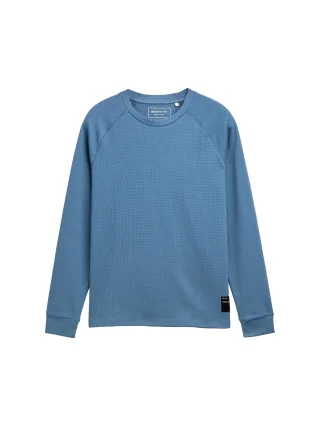 Denim Tom Tailor - Langarmshirt mit Waffelstruktur dusty denim blue - Gr. - XXL