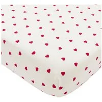 Meyco Baby Spannbettlaken Sweet Heart White/Red, Jersey, Gummizug: Rundum, (1 Stück), 60x120cm