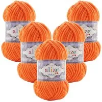 Alize 5 x ALIZE Velluto Häkelwolle, 68 m, Chenillegarn,Kuschelweich für Babydecken, Amigurumi,Samtwolle