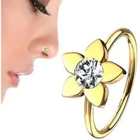 Taffstyle Nasenpiercing Universal Ohr Nasen Piercing Biegbar Blume mit Kristall (Biegbares Blumenpiercing mit funkelndem Kristall – vielseitig tragbar)