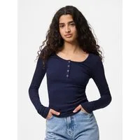 pieces Langarmshirt PCKITTE LS TOP NOOS BC Baumwollmischung, slim fit