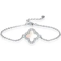 ROUGEMONT Armband Kleeblatt Glücksbringer Armband 925 Sterling Silber 18K Gold 18cm, Glücksbringer