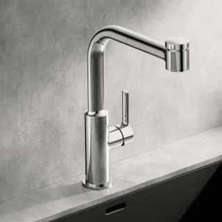 Hansa HANSARONDA Küchenarmatur 54912283 Ausziehbrause, Hebel seitlich, schwenkbar, 2-strahlig, Ausladung 221mm, chrom