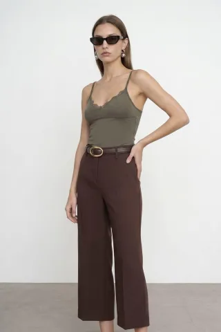 Spitzen V-Ausschnitt Ärmellose Cami Bluse