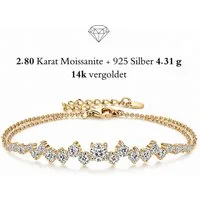 UNIQAL.de Silberarmband Damen 925 Sterling Silber mit Diamant Moissanit 2,8 Karat - STELLARA (Silberarmband im Sternbild Design mit 21 Moissanit Steinen, 925 Sterling Silber weißgold oder 14K gold veredelt, inkl. Luxuriöse Schmuck Geschenkbox), Moiss