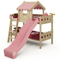 Wickey Kinderbett Crazy Fancy mit Rutsche 90x200 cm – Etagenbett für Kinder (Etagenbett mit Kletterleiter für Kinder), Massivholz