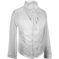 Paul Malone Anzugweste Festliche Kinderweste Jungenweste Kinder Anzug Weste (Set, 3-tlg., mit Weste, Hemd und Plastron) weiß KV43-Plastron