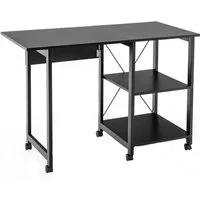 COSTWAY Computertisch, klappbar, mit Rollen & abnehmbarem Regal