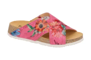 Think 537 KOAK Damenschuhe fuxia Pantoletten mit buntem Blumenmuster