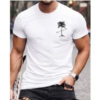 RMK T-Shirt Herren Shirt Basic Rundhals Palme Urlaub aus 100% Baumwolle