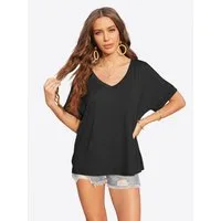 Imily Bela T-Shirt Damen Lässige Lockere Sommertops (Packung, 1-tlg., 1per-Pack) Einfarbig