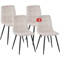 Albatros International Esszimmerstuhl Esszimmer Stühle 4 er Set BORA, Stuhl Stühle Esszimmerstühle, Küche (4er Set, Beige, Samt Bezug), Küchenstuhl Küchenstühle Essstühle für den Esstisch Ess Stühle