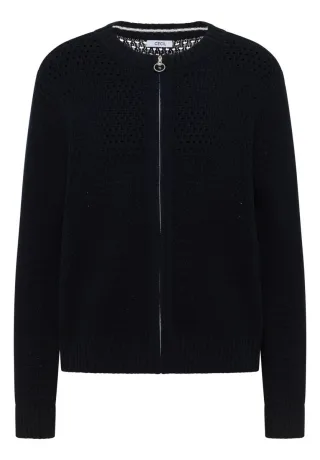 Cecil - Strickjacke mit Reißverschluss und Lochmuster blau - Gr. - L