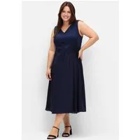 Sheego Etuikleid Cocktailkleid Ärmellos im Materialmix, mit floraler Spitze
