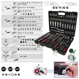 KS Tools 1/4"+3/8"+1/2" Steckschlüssel-Satz, 179-tlg - 917.0779