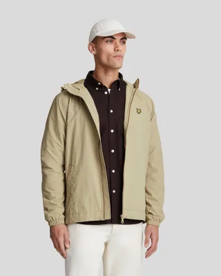 Herrenjacke mit durchgehendem Reißverschluss und Kapuze in Grün