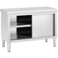 Royal Catering Arbeitstisch 120 x 50 cm Arbeitsschrank Edelstahltisch Schiebetüren 330 kg 3 Ebenen, verschiedene Größen