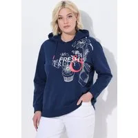 Ulla Popken Sweatshirt Hoodie Schriftmotiv Kapuze Langarm
