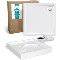 Calmwaters Duschwanne Modern Select, quadratisch, Acryl, 3-St., Komplettset Dusche, Wannenträger, Ablaufgarnitur, 80 x 80 x 2,5 cm, Weiß, 99000119